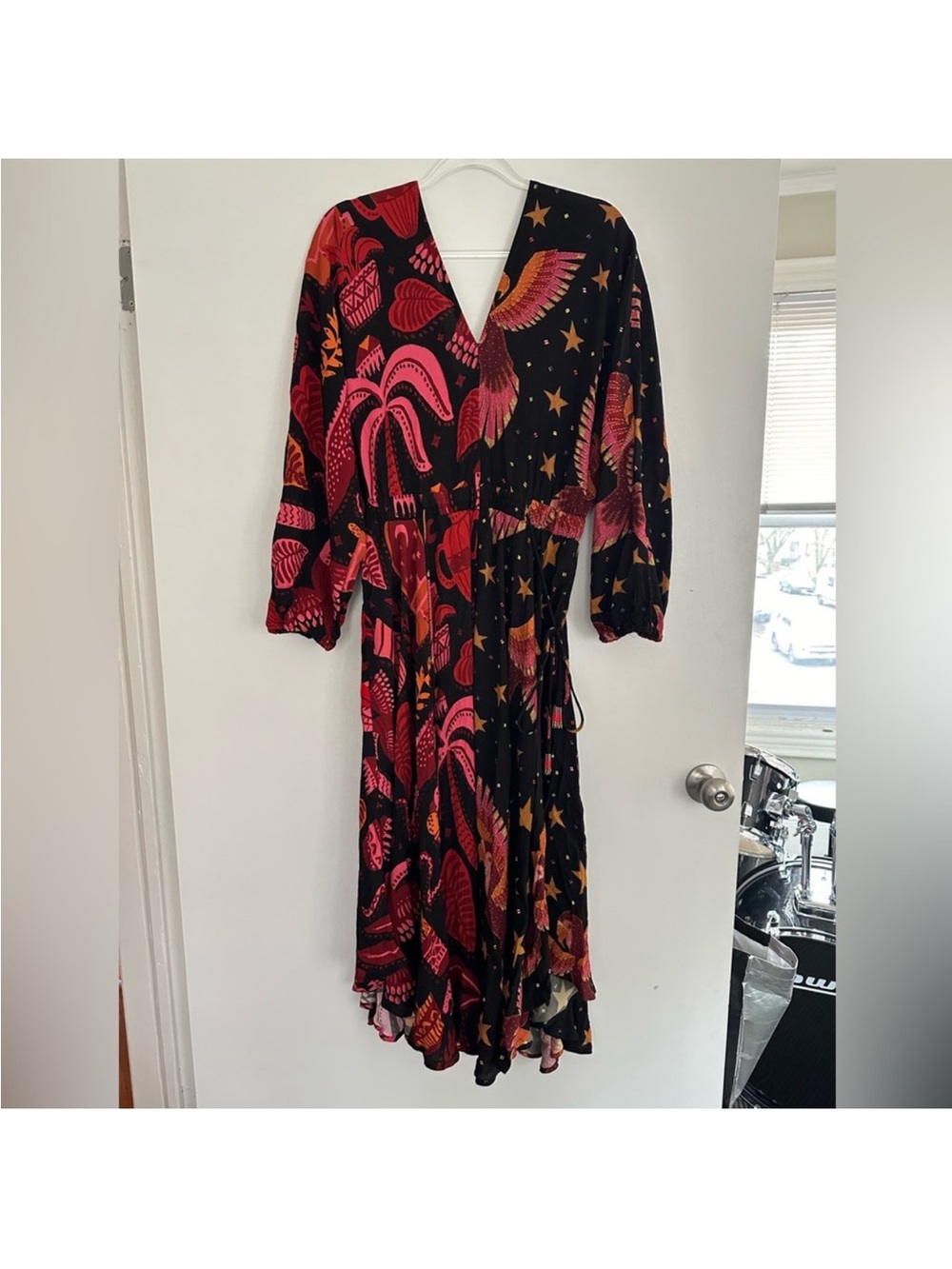 FARM RIO MIXED BLACK PRINTS MAXI DRESS SIZE L - Picture 2 of 4